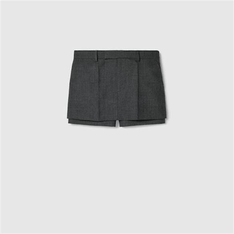 gucci mini skort|Wool grisaille mini skort in grey .